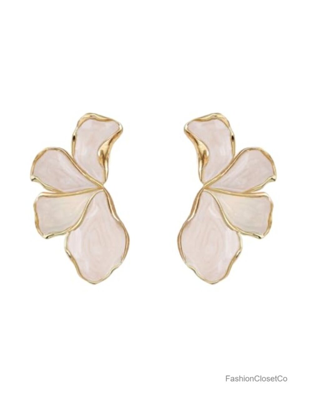 Chunky Gold Tone Flower Dangle Earrings Statement Floral Drop Jewelry